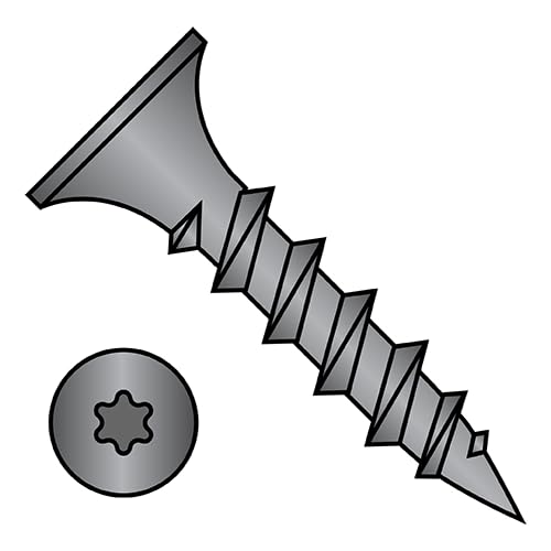 #10 x 1 Coarse Drywall Screws/Six-Lobe (Torx) / Bugle Head/Steel/Black Phos / 4500 Pc. Carton