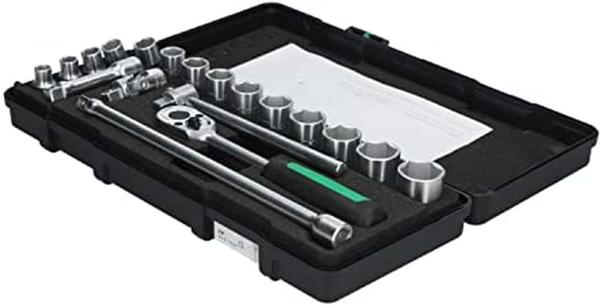 Stahlwille 96023132 3/8' Socket Set, Hexagon Sockets (8mm-22mm), Ratchet, Extensions, Universal Joint, Sturdy ABS Case, 1758g, Made in Germany