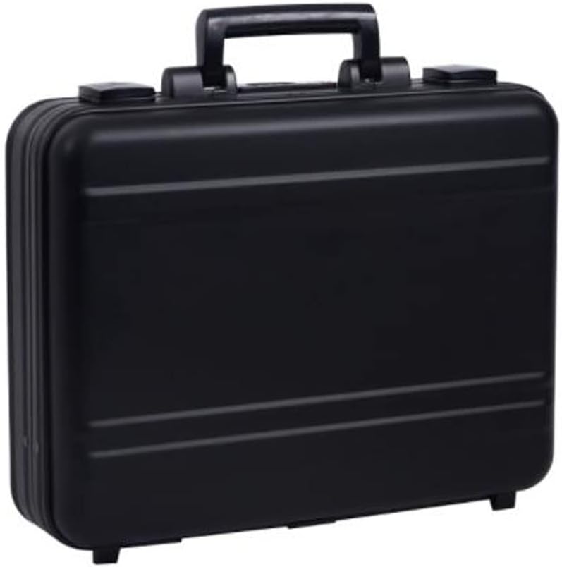 Men Metal Briefcase Aluminum Locking Storage Box with Removable Foam, Family Medicine Case, Money Suitcase, Jewellery Display Box, Black, 16.5X12.6X4.5 Inch