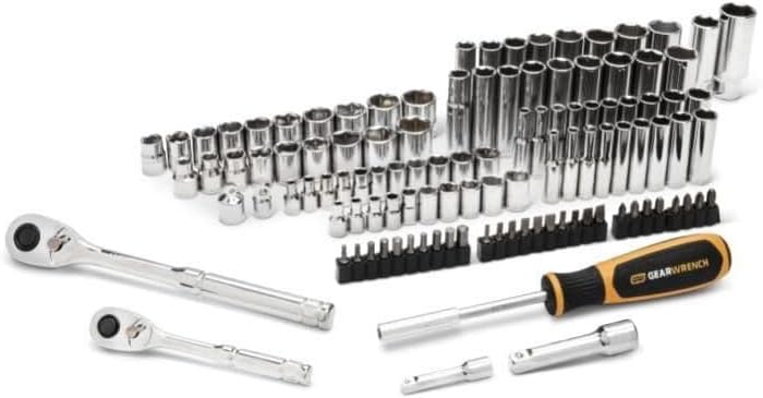 GEARWRENCH 115 Piece 1/4', 3/8' Drive SAE/MM Mechanics Tool Set - 88001