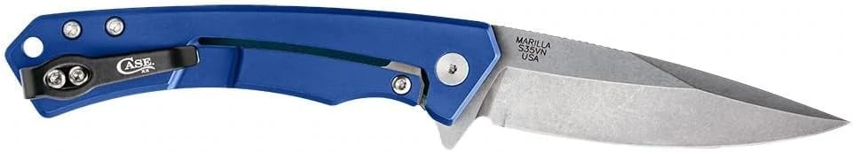 Case XX WR Pocket Knife Marilla EDC, S35VN Drop Point Blade, Blue Anodized Aluminum Handle W/Clip #25882 (MARILLA) 4 3/4' Inches Closed