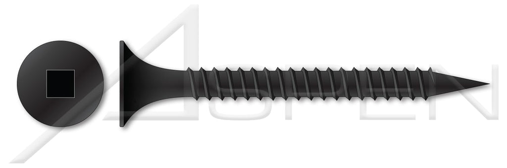 (3500 pcs) #6 X 2, Drywall Screws, Bugle Square Drive, Fine Thread, Steel, Black Phosphate