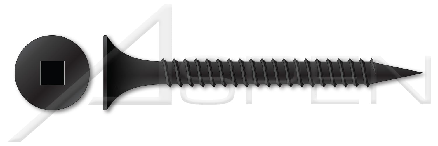 (3000 pcs) #7 X 2, Drywall Screws, Bugle Square Drive, Coarse Thread, Steel, Black Phosphate