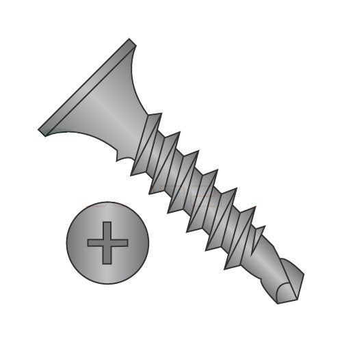 #6 x 1 Self-Drilling Drywall Screws/Phillips/Bugle Head/Steel/Black Phos (Carton: 10,000 pcs)