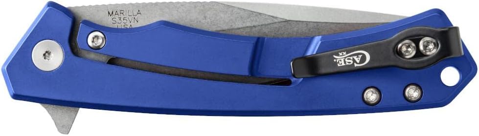 Case XX WR Pocket Knife Marilla EDC, S35VN Drop Point Blade, Blue Anodized Aluminum Handle W/Clip #25882 (MARILLA) 4 3/4' Inches Closed
