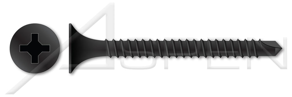 (2500 pcs) #8 X 2-3/8', Drywall Screws, Self-Drilling Point, Bugle Phillips Drive, Fine Thread, Steel, Black Phosphate