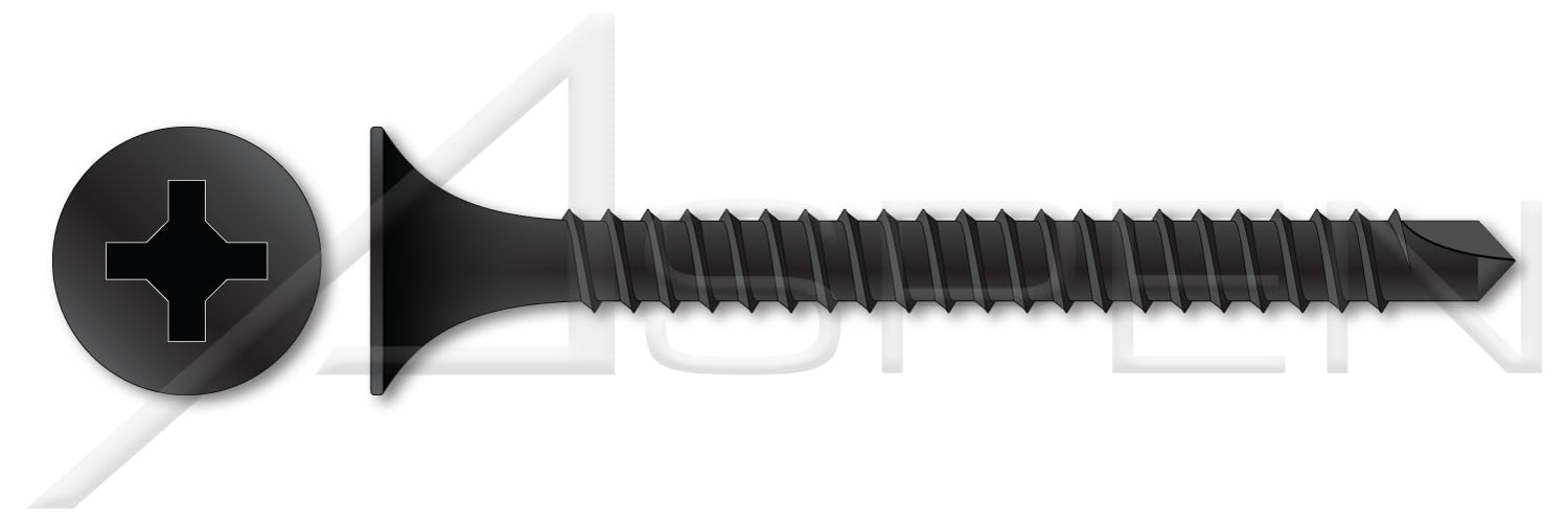 (3000 pcs) #6 X 2, Drywall Screws, Self-Drilling Point, Bugle Phillips Drive, Fine Thread, Steel, Black Phosphate