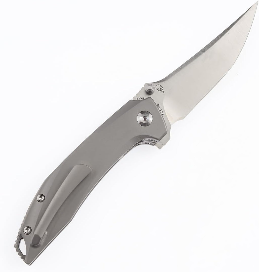 KANSEPT Baku Pocket Folding Knives for Men EDC Camping Folding Knife 3.2'' Satin CPM-S35VN Material Outdoor Folding Knives with Plain Titanium Timascus Inlay Handle Everyday Carry K1056A8