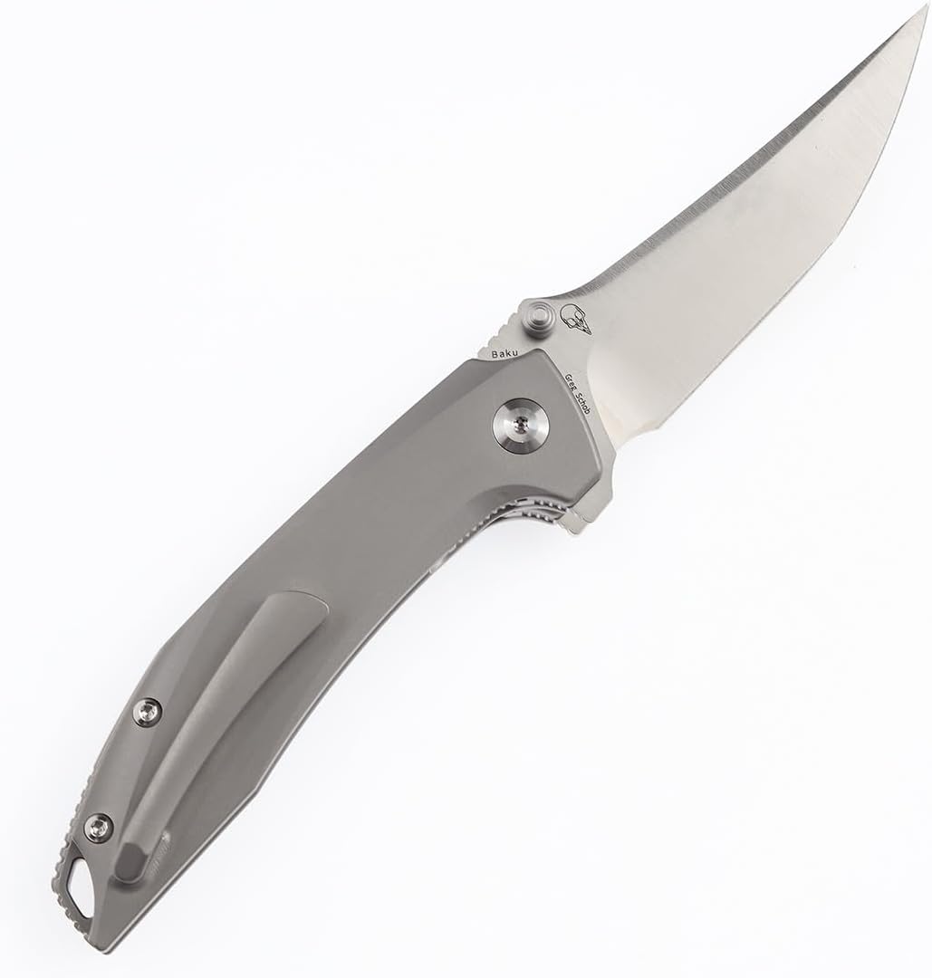 KANSEPT Baku Pocket Folding Knives for Men EDC Camping Folding Knife 3.2'' Satin CPM-S35VN Material Outdoor Folding Knives with Plain Titanium Timascus Inlay Handle Everyday Carry K1056A8