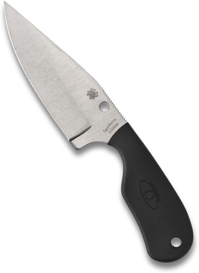 Spyderco Subway Bowie Fixed Blade Knife with 2' LC200N Steel Blade and FRN Handle - EDC Knife for Men and Women, Perfect for Hunting, Tactical, Camping, Survival, Hiking - PlainEdge - FB48PBK