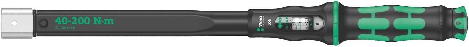 WERA 05075654001 Click-Torque X 4 Torque Wrench for Insert Tools, 40-200 Nm, 14x18 x 40-200 Nm