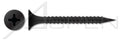 (2000 pcs) #8 X 2, Drywall Screws, Bugle Phillips Drive, Fine Thread, Steel, Black Phosphate