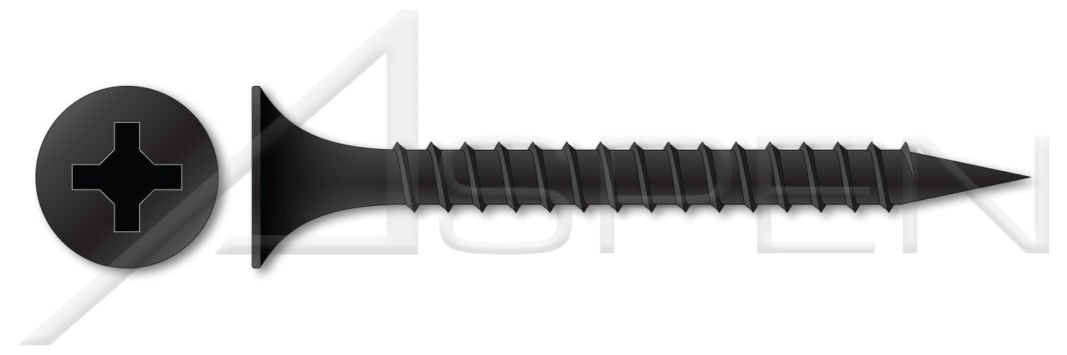 (3000 pcs) #10 X 2, Drywall Screws, Bugle Phillips Drive, Coarse Thread, Steel, Black Phosphate