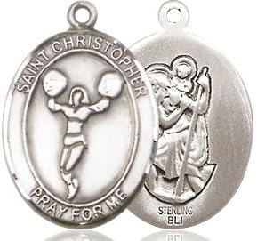 Sterling Silver St. Christopher Cheerleading Medal.