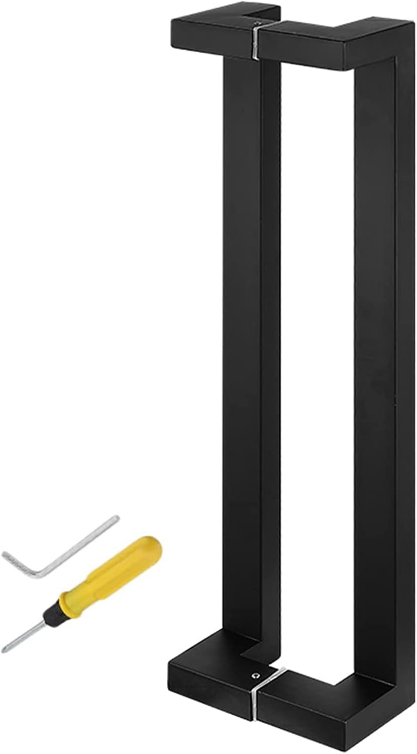Barn Door Handle,Black/D Square Entry Door Handle,Modern Steel Push Pull Door Handle for Shower Glass Sliding Door/Barn Door/Interior Exterior Entry Door,Black-100cm/39.4inch