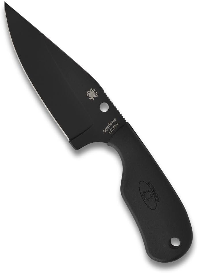 Spyderco Subway Bowie Fixed Blade Knife with 2' LC200N Steel Blade and FRN Handle - EDC Knife for Men and Women, Perfect for Hunting, Tactical, Camping, Survival, Hiking - PlainEdge - FB48PBBK