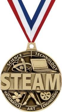 Crown Awards Academic Medals- 2' STEAM Science Technology Engineering Art Math Gold Medals Prime