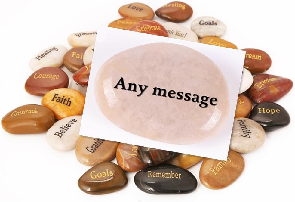 200PCS Customized Engrave Personalized Assorted Bulk, Custom Engraved River Rocks, Create Your Own Great Gift Ideas, Customizable Inspirational Prayer Stones 200 pcs/Pack, 1.5'-2'