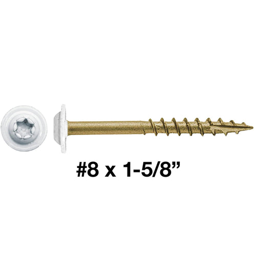 #8 x 1-5/8' Bronze Star Exterior Coated Modified White Truss Head - Cabinet Wood Screw Torx/Star Drive Head - Exterior Coated Torx/Star Drive Wood Screws ~ 2520 Screw Count