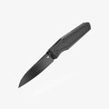 Flytanium Concourse Frame Lock Pocket Knife with Titanium Handle – Modified Wharncliffe 14C28N Steel Blade, Front Flipper & Thumbstud, Reversible Titanium Pocket Clip, EDC Knife (Black Coated)