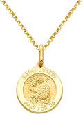 The World Jewelry Center 14k Yellow Gold Religious Saint Joseph Medal Pendant with 1.2mm Cable Chain Necklace