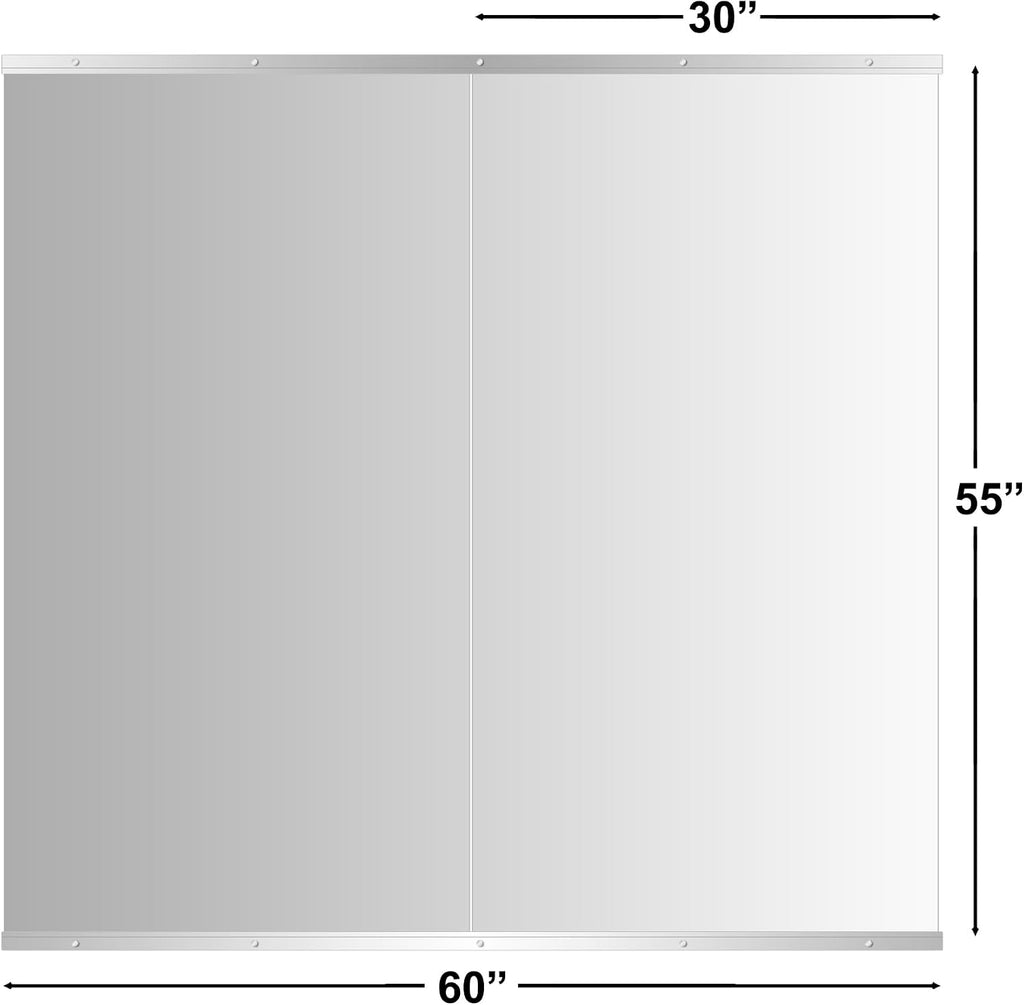 Ruomeng Home Gym Mirror, 55''x30''x2PCS Full Length, Large Frameless Body Mirror Tempered Glass for Gym, Workout, Yoga, Garage, Dance Studio