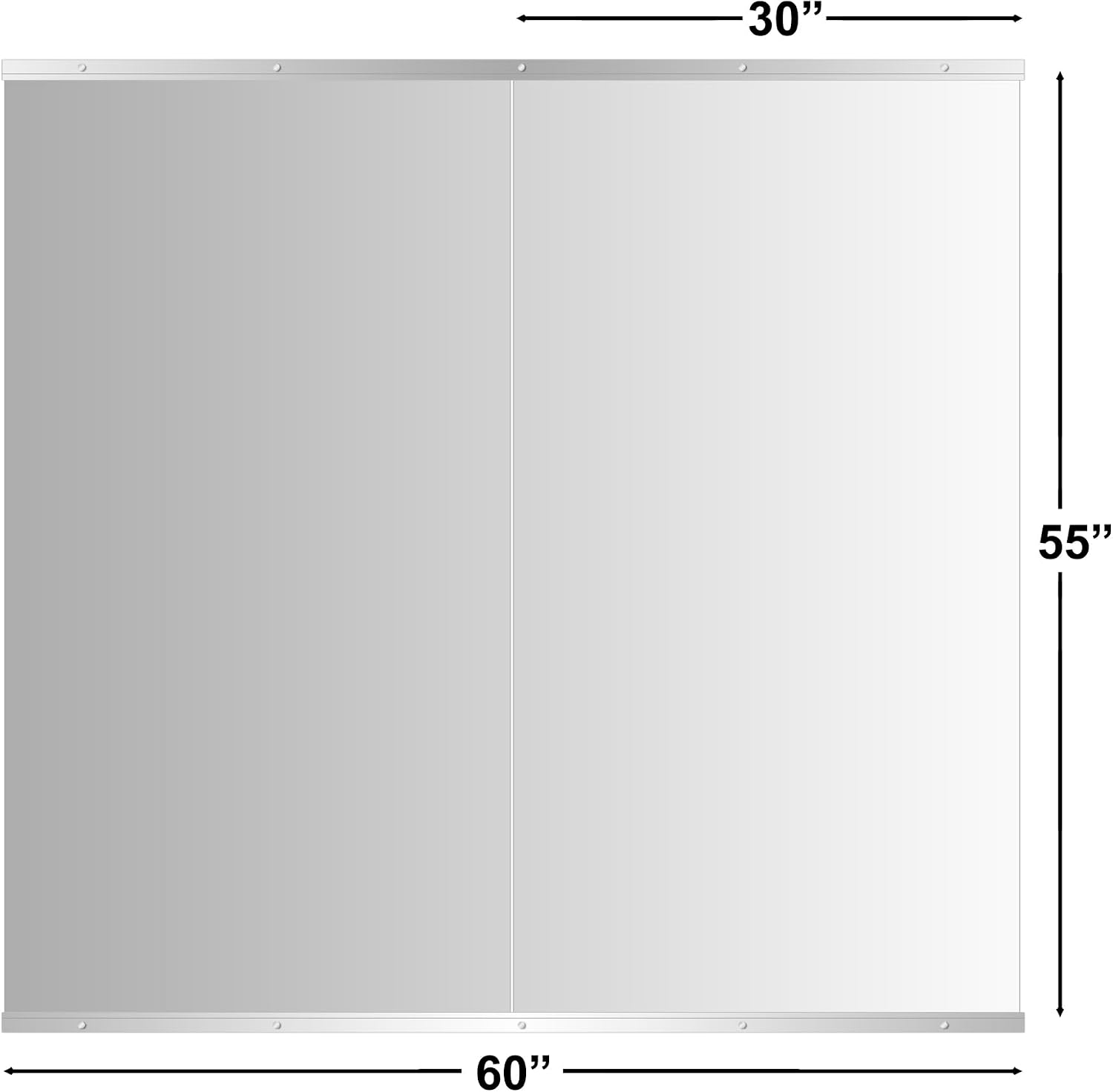 Ruomeng Home Gym Mirror, 55''x30''x2PCS Full Length, Large Frameless Body Mirror Tempered Glass for Gym, Workout, Yoga, Garage, Dance Studio