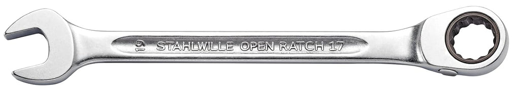 Stahlwille 96411712 Reversible Combination Ratcheting Spanners Open-Ratch Set, 12 Pieces, Size 8mm upto 19mm Spanner Openings, 72 Teeth, Bi-Hexagon, Made in Germany