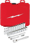 28pc 48-22-9504 Socket Wrench Sets for Milwaukee 1/4-Inch Drive Durable Metric Ratchet and Socket Set Length 9.5 in Height 8.7 in Width 1.7 inw/carrying case