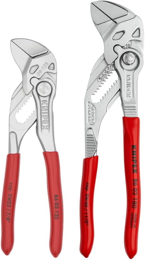 KNIPEX Tools - 2 Piece Mini Pliers Wrench Set (9K0080121US) & Klein Tools 32561 Multi-Bit Screwdriver/Nut Driver, 6-in-1 Stubby Screwdriver with 2 Phillips, 2 Slotted Bits, 2 Nut Drivers