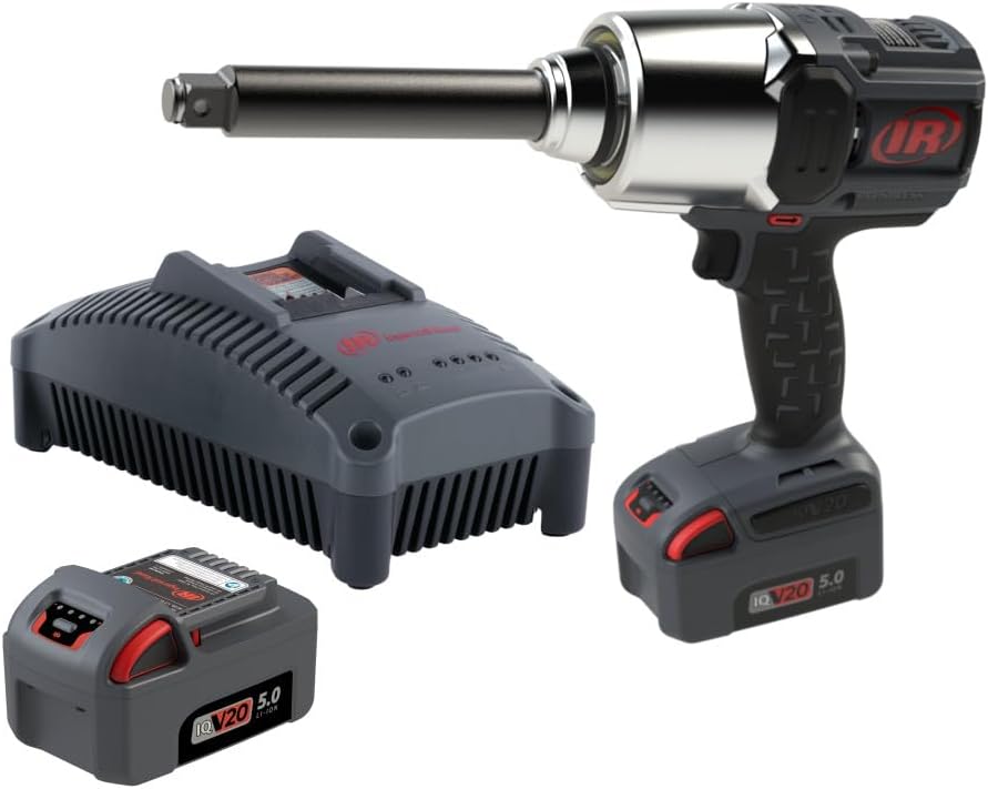 Ingersoll Rand W8571-K2 3/4' 20V Cordless Impact Wrench 2 Battery Kit, 2000 ft-lb Torque, 6' Extended Anvil, Friction Ring Thru-hole, Pistol