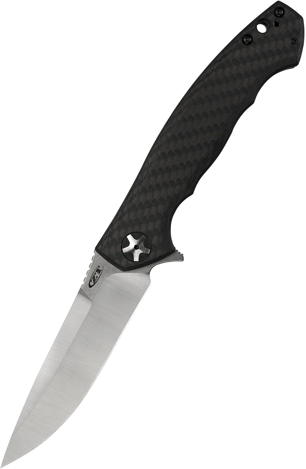 Zero Tolerance 0452CF; Pocket Knife with Dual-Finished S35VN Steel Blade, Front and Titanium Back Handle Scales, KVT Ball-Bearing Opening, Frame Lock, Deep-Carry Pocketclip; 4.6 OZ.,Large