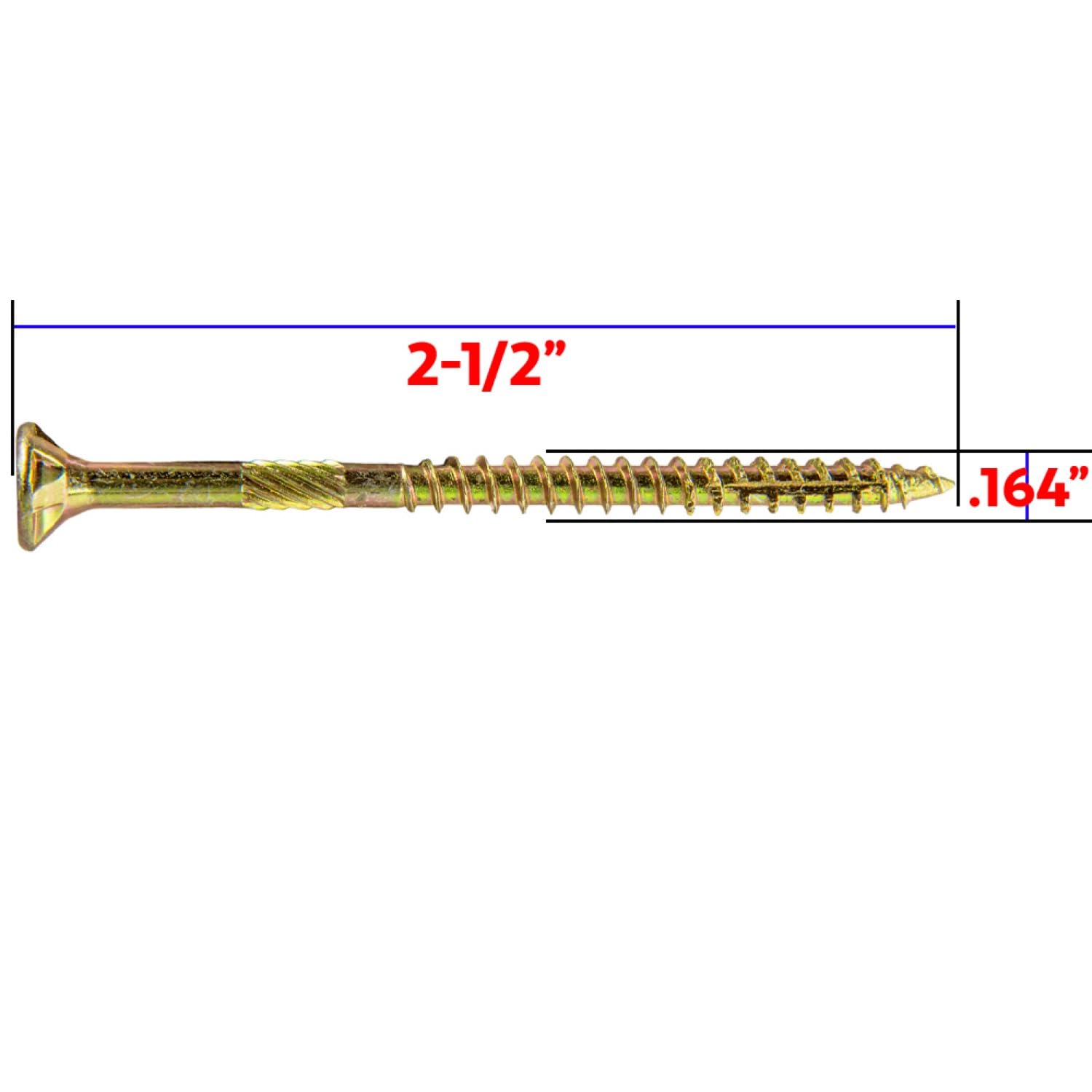 8 x 2-1/2' Gold Star Wood Screw Torx/Star Drive Flat Head CASE of 9-5 Pound Boxes 5,400 Screws