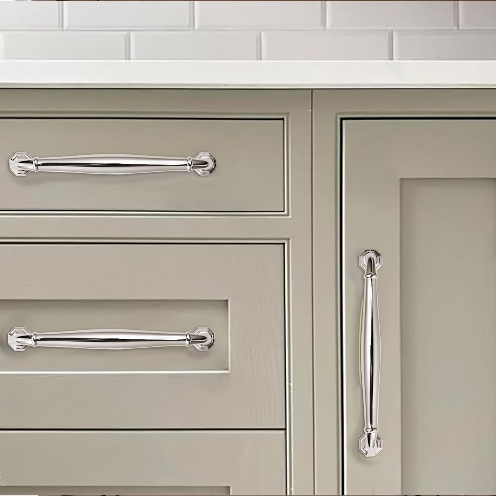 khtumeware 3 Pack Appliance Handle Pull 12 Inch(305mm) Polished Nickel Heavy Duty Solid Cabinet Handles Cabinet Pulls Heavy Duty Solid Cabinet Hardware for Cupboard Drawer Pulls Dresser Handle