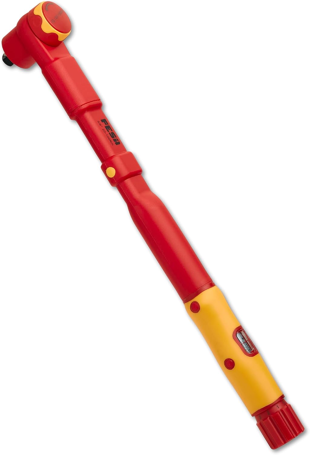 FESA Electrician Insulated Torque Wrench - 1000V Electrician Torque Wrench w/Easy Torque Adjustment & Scale Display - Each Insulated Wrench Has ID for Traceability (3/8' Drive, 20-100 Nm Range)