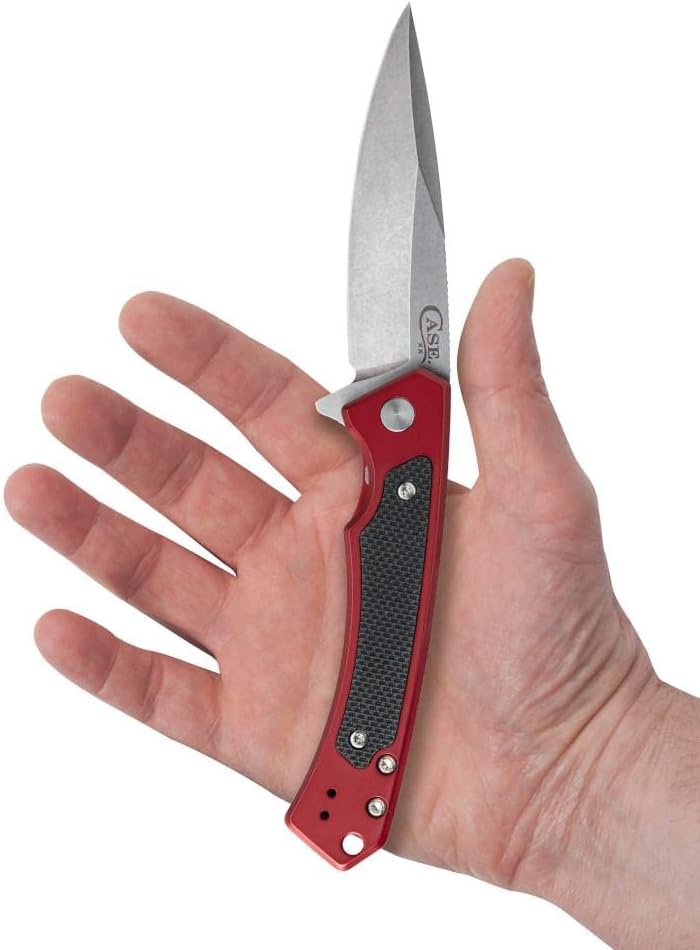 Case XX WR Pocket Knife Marilla EDC, S35VN Drop Point Blade, Red Anodized Aluminum Handle W/Clip #25881 (MARILLA) 4 3/4' Inches Closed