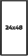 24x48 Shadow Box Black Solid Wood Display Frame with White Acid-Free Backing UV Acrylic & Hanging Hardware - with 3/4' Usable Depth