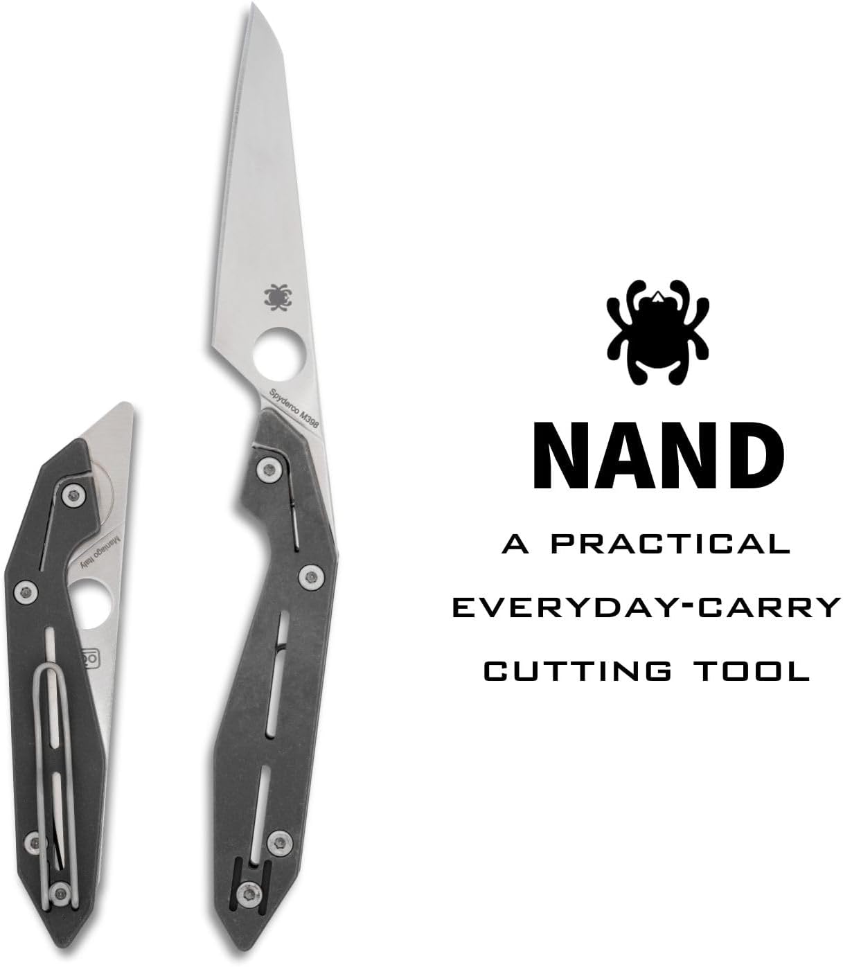 Spyderco Nand Folding Pocket Knife with 3' M398 Steel Blade and Titanium Handle - EDC Knife for Men and Women, Perfect for Hunting, Tactical, Camping, Survival, Hiking - PlainEdge - C270TIP