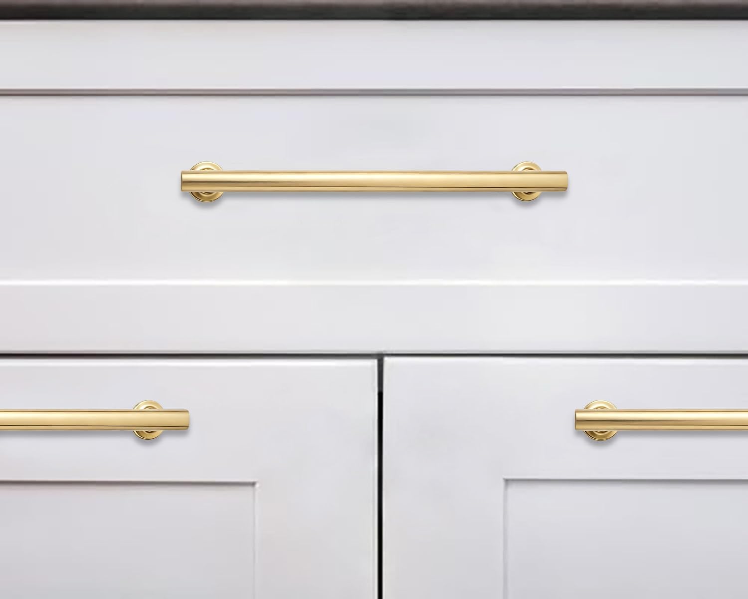 khtumeware 3-Pack Appliance Handle Pull Brushed Gold Heavy-Duty Solid Cabinet Pulls,12Inch(305mm) Hole Center,Drawer Pulls Square pulls Cabinet Hardware Kitchen Bathroom Dressing Table,