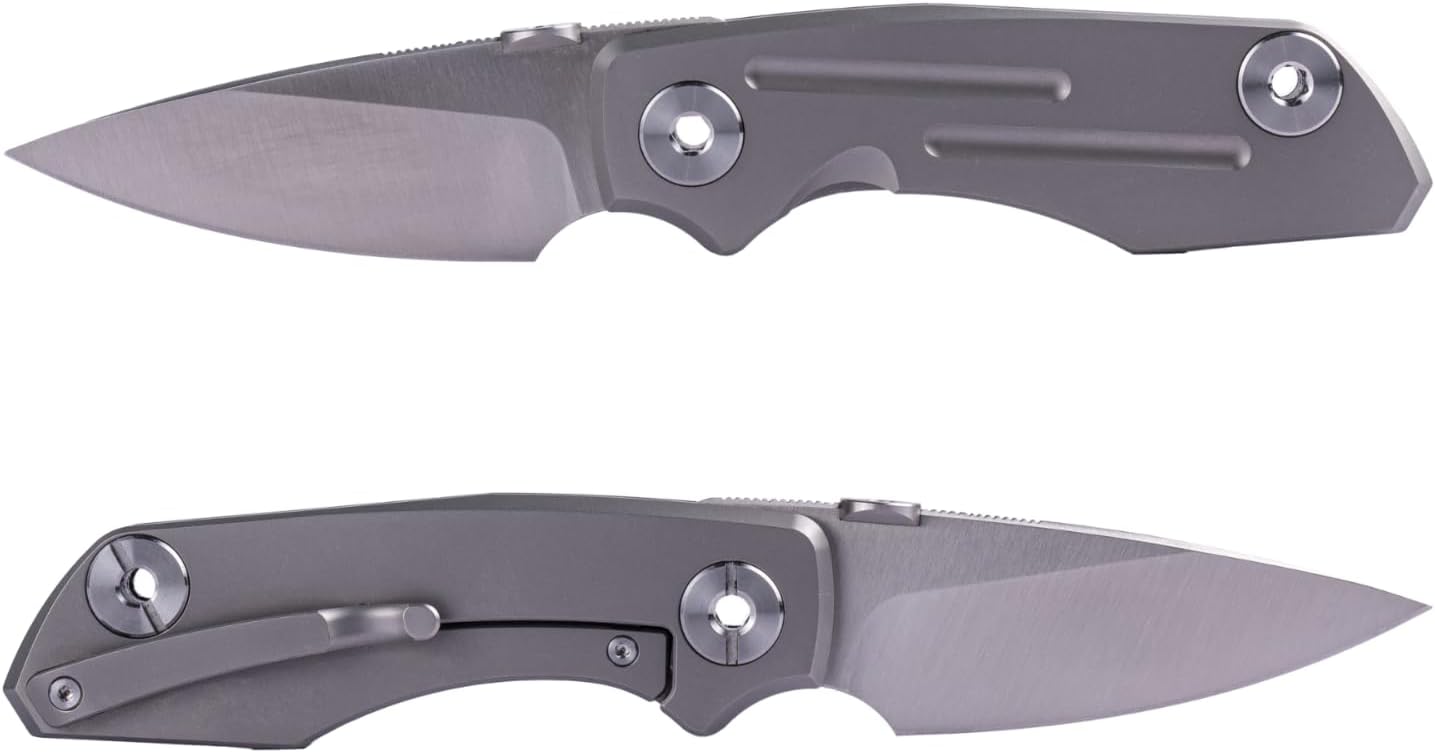 REALSTEEL Real Steel 2600 DELTA Frame Lock Slip Joint Pocket Knife - S35VN Blade and Titanium Handle - Perfect for Camping, Hiking, EDC Cutting Tasks - Pocket Clip Knife for Men Women