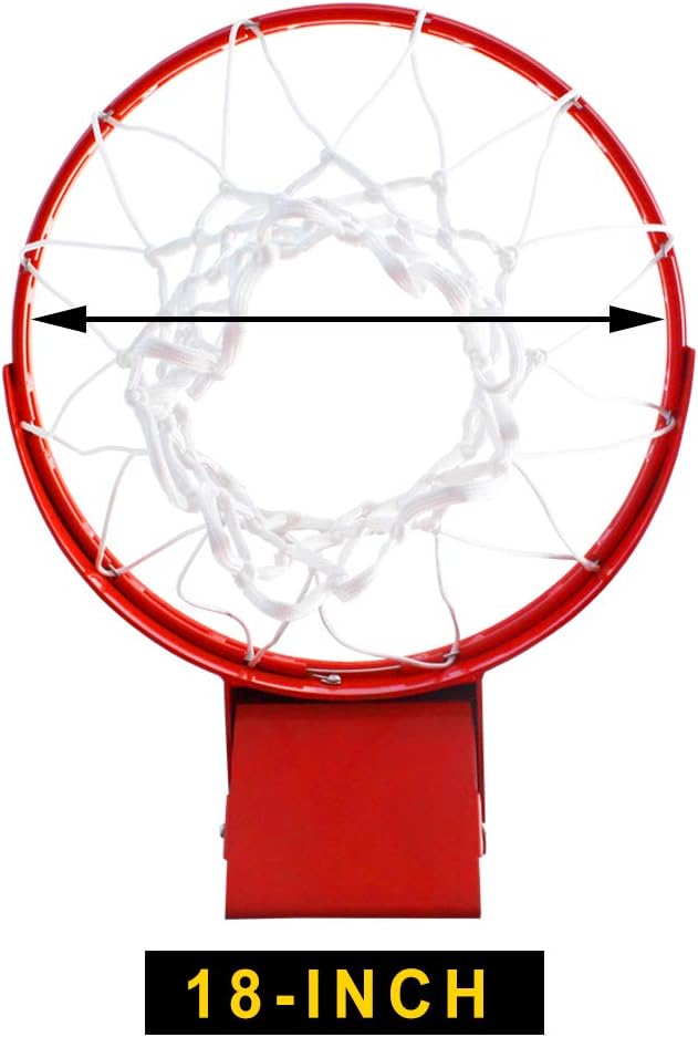Professional 180º Heavy Duty Breakaway Basketball Rim，18 inch Flex Rim Goal Replacement Fits 5'x5', 5'x4', 4'x3'，5'x3' Hole Pattern Backboard