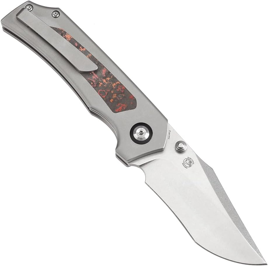 KANSEPT Fermi Pocket Folding Knives for Men Women Camping Hiking Folding Knife 3.11'' Stonewashed CPM 20CV Blade EDC Knife with FatCarbon MarsValley Carbon Fiber Handle Everyday Carry K1122A3