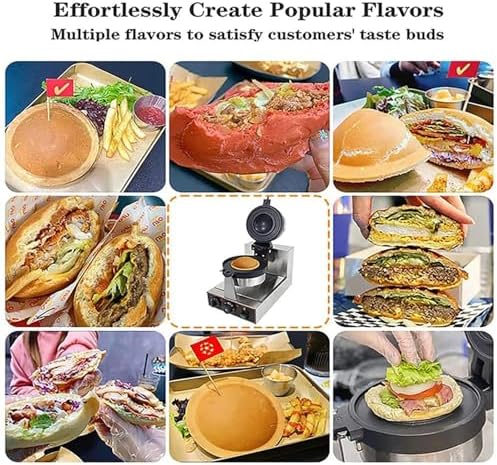 Commercial Electric Dual Burger and Waffle Maker, Non-Stick Press and Baker for Home Kitchen Breakfast, Versatile Cooking Appliance