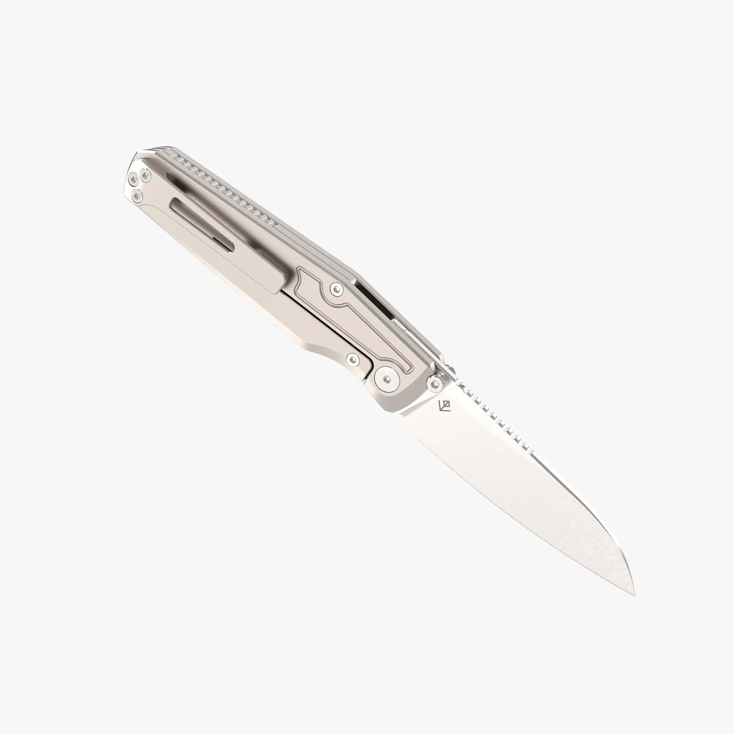 Flytanium Concourse Frame Lock Pocket Knife with Titanium Handle – Modified Wharncliffe 14C28N Steel Blade, Front Flipper & Thumbstud, Reversible Titanium Pocket Clip, EDC Knife (Bead Blast)