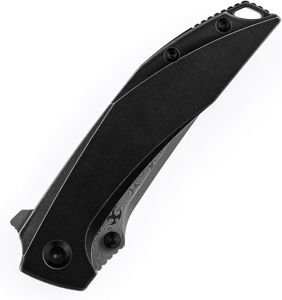 KANSEPT Baku Pocket Folding Knives for Men EDC Camping Folding Knife 3.2'' Damascus Material Outdoor Folding Knives with Black Stonewashed Titanium Handle Everyday Carry K1056A5