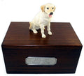 Wooden Dog Urn for Ashes with Yellow Labrador Retriever Figurine | Personalized Pet Memorial Urn with Pewter Engraving | Lab Dog Memorial Gift for Loss of Pet by Conversation Concepts