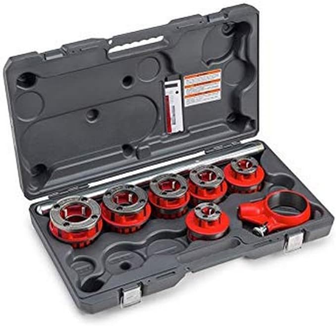 RIDGID 36475 Exposed Ratchet Threader Set, Model 12-R Ratcheting Pipe Threading Set of 1/2-Inch to 2-Inch NPT Pipe Threading Dies and Manual Ratcheting Pipe Threader with Carrying Case