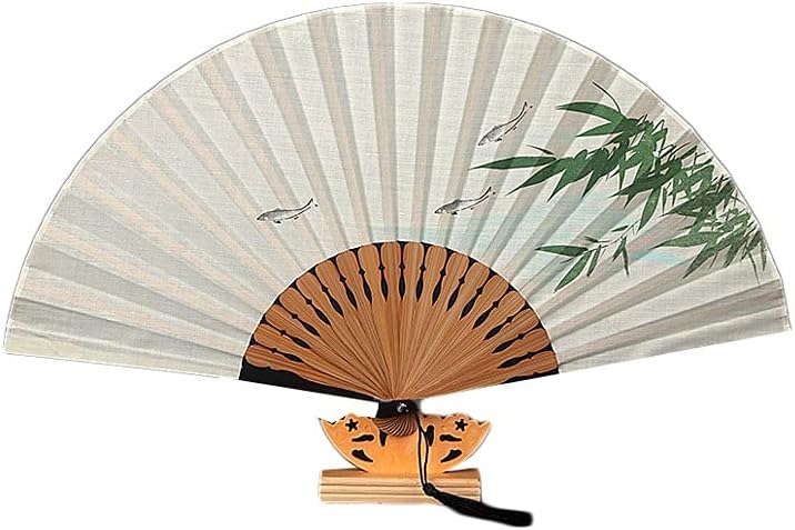 Decoration Folding Fan Antiquity Handheld Fans，Summer Portable Hand-Painted Hanfu Folding Fan for Home Decor Events Party Supplies Gift Elegant Hand Fan Fan (Color : Khaki)
