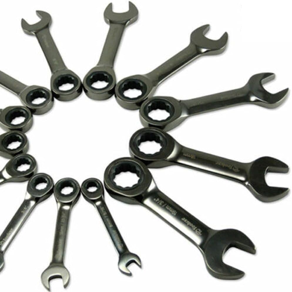 NEW 13 pc SAE & METRIC Tool Duo-metric Stubby Ratcheting Combo Gear Wrench Set,Jikkolumlukka