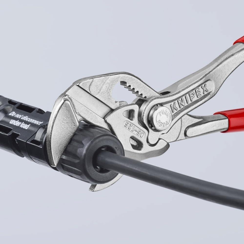 KNIPEX Tools - 2 Piece Mini Pliers Wrench Set (9K0080121US) & Klein Tools 32561 Multi-Bit Screwdriver/Nut Driver, 6-in-1 Stubby Screwdriver with 2 Phillips, 2 Slotted Bits, 2 Nut Drivers